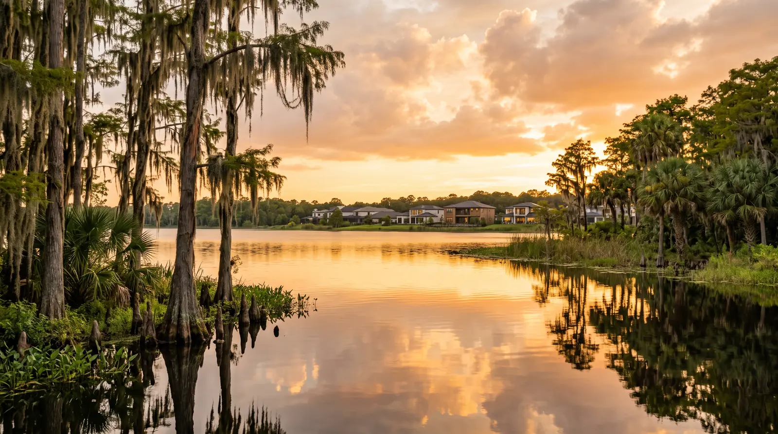 Central Florida lake at golden hour